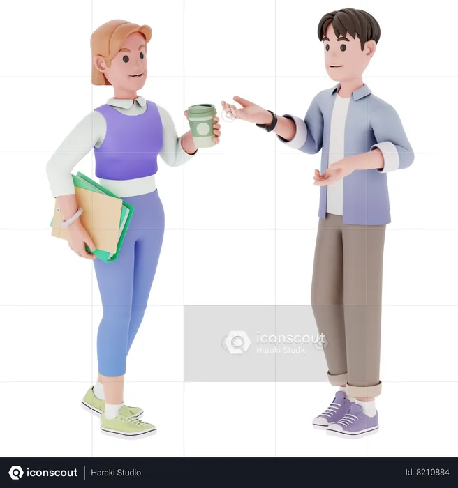 Man and woman talking about business  3D Illustration