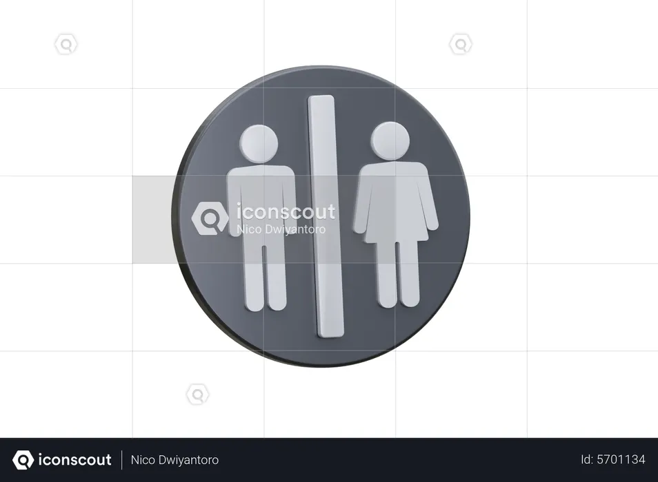 Man And Women Toilet  3D Icon