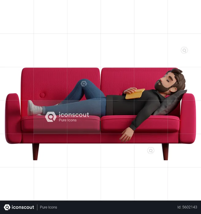 Man asleep on the couch  3D Illustration