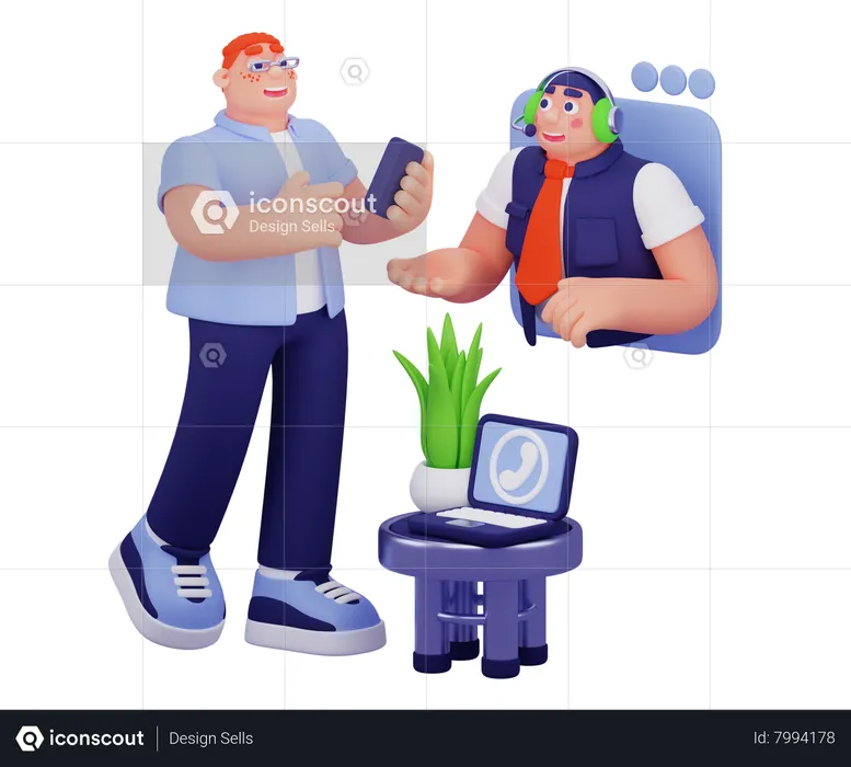 Man Attending Online Meeting  3D Illustration