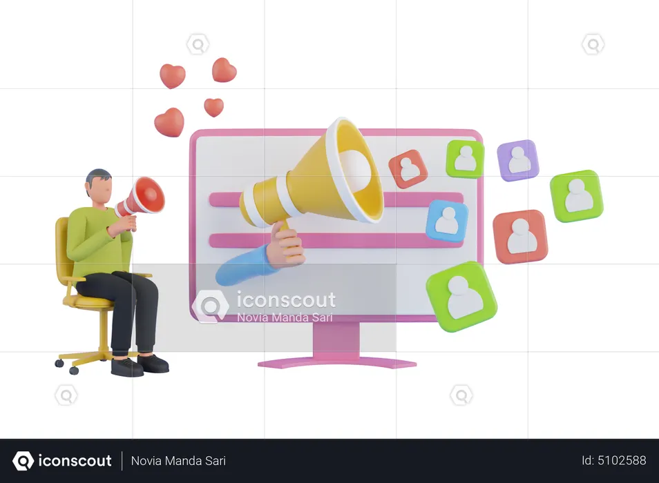 Man attracting customer using digital marketing  3D Illustration