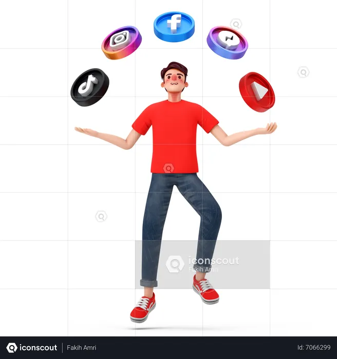 Man available on all social media handles  3D Illustration