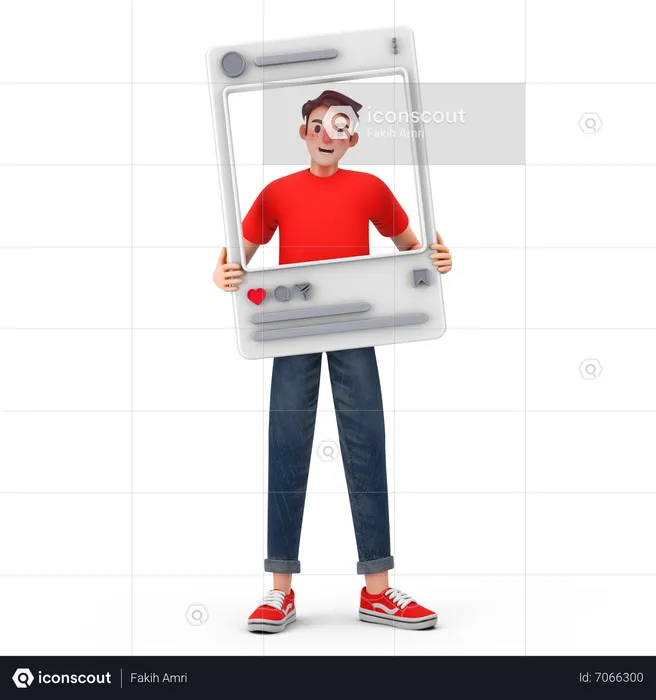 Man available on social media  3D Illustration