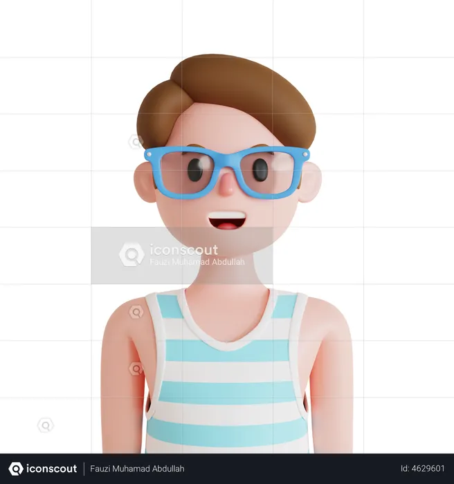Man avatar with glasses  3D Illustration