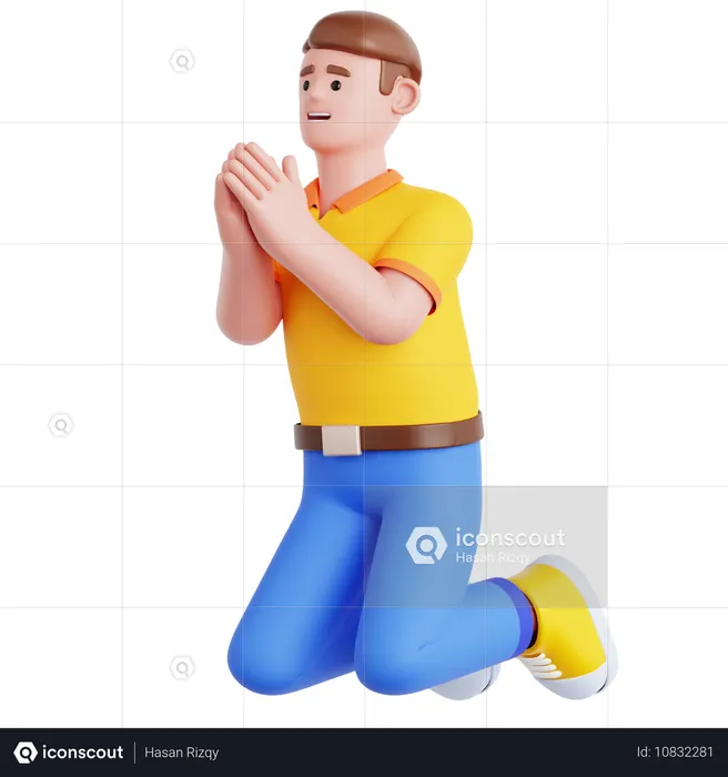 Man Begging  3D Illustration