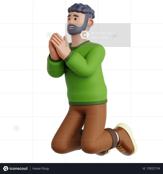 Man Begging  3D Icon