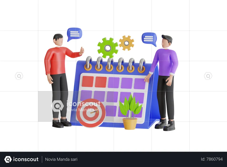 Man Booking Meeting In Calendar  3D Illustration