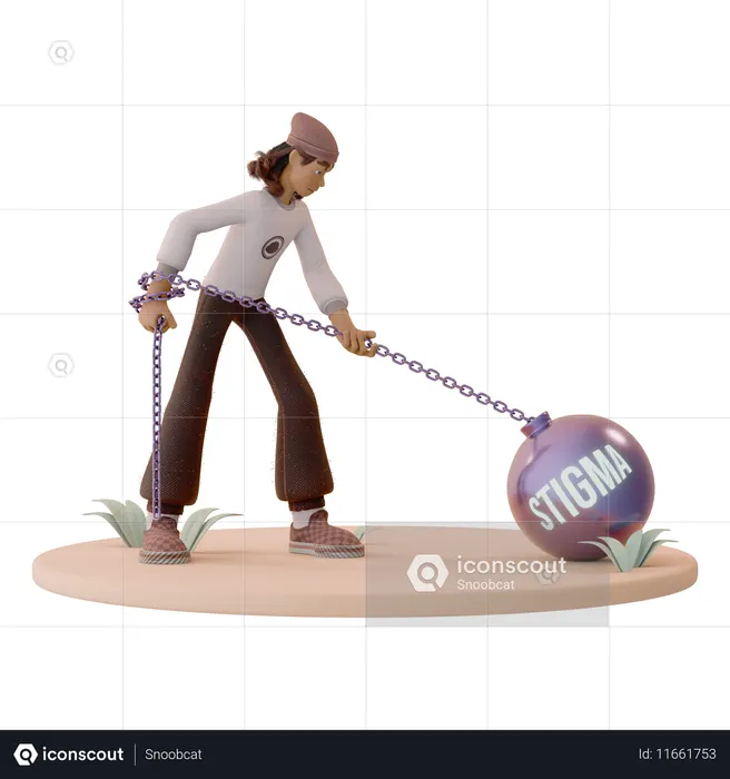 정신 건강 낙인의 사슬을 끊는 남자  3D Icon
