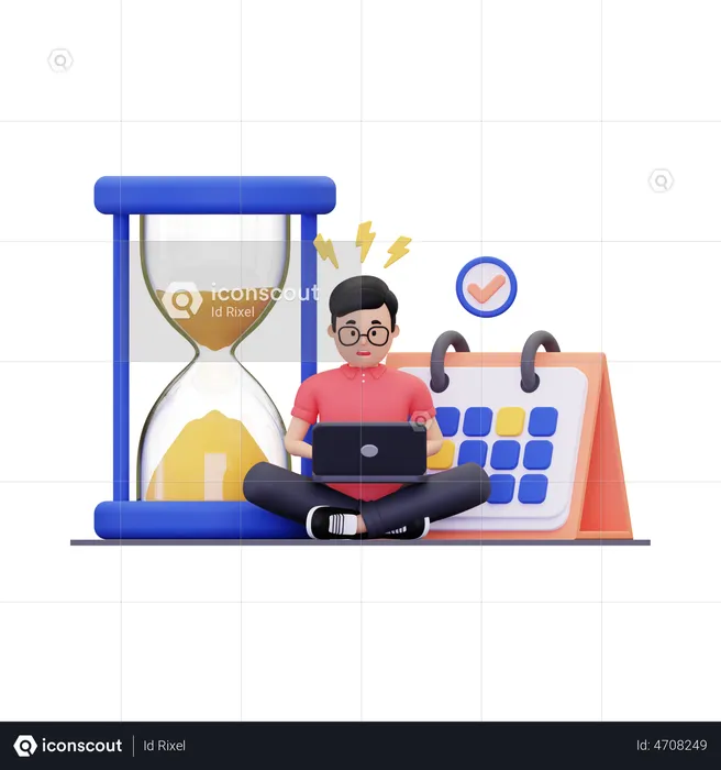 Man busy work schedule  3D Illustration