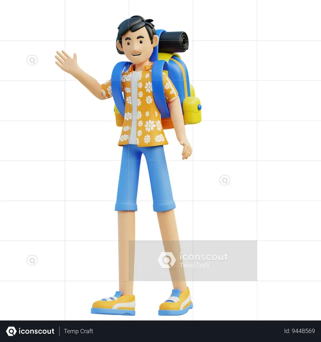 Man Carry Travel Bag  3D Illustration