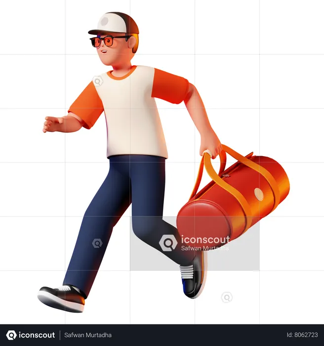 Man Carrying A Bag Pose  3D Illustration