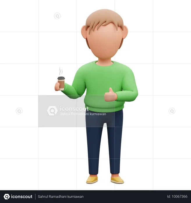 コーヒーカップを運ぶ男性  3D Illustration