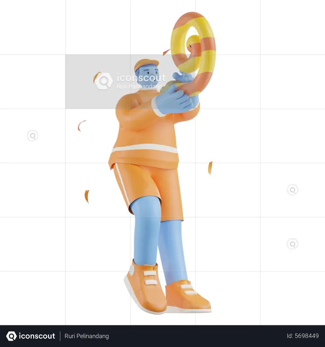 Man celebrate with noise maker  3D Illustration