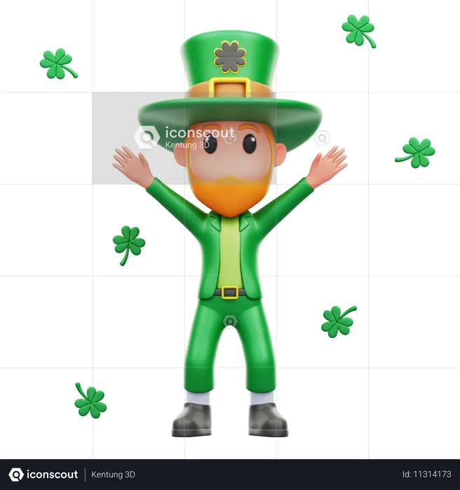 Man Celebrating Patrick's Day  3D Illustration