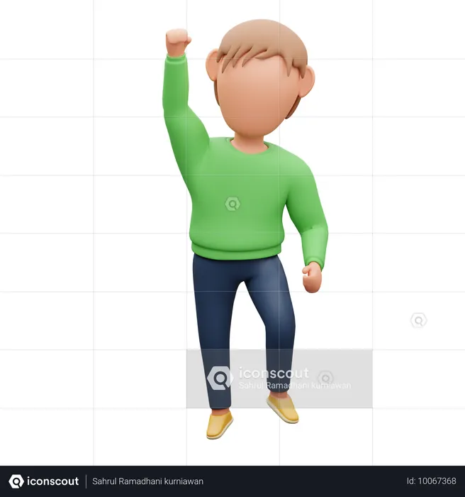 成功を祝う男性  3D Illustration
