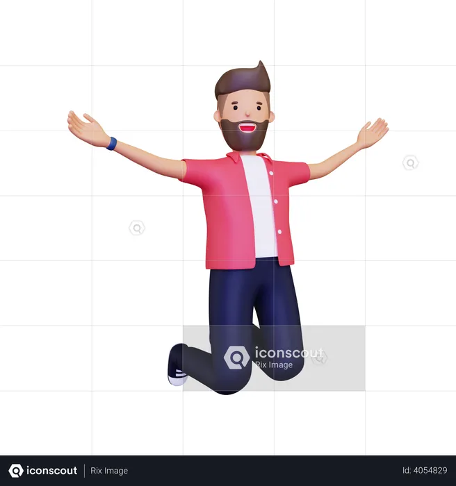 Man celebrating victory  3D Illustration