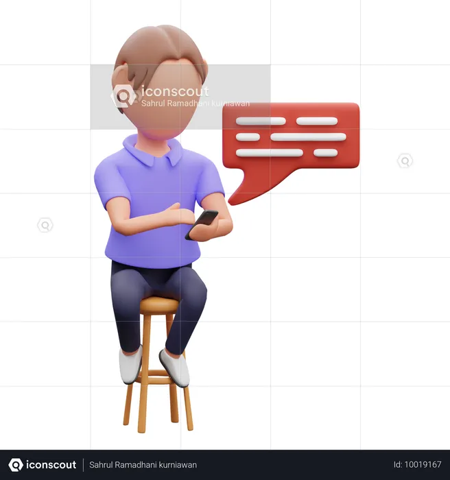 Man Chatting  3D Illustration