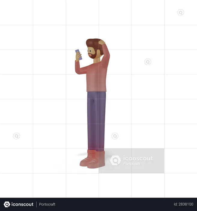 Man chatting on mobile  3D Illustration