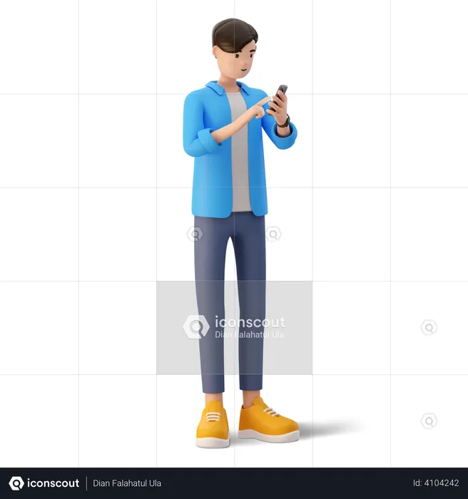 Man chatting on mobile  3D Illustration