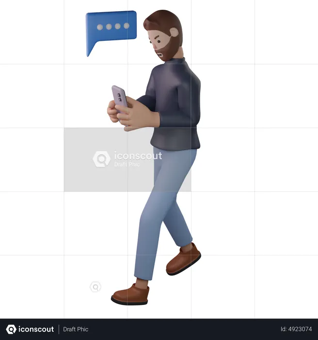 Man chatting on smartphone  3D Illustration