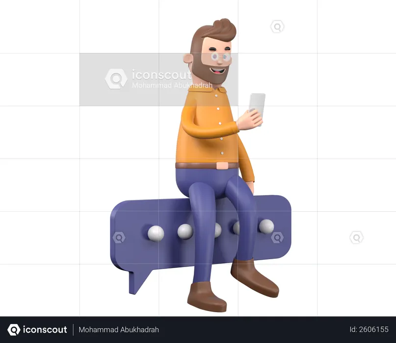 Man chatting on social media 3D Illustration