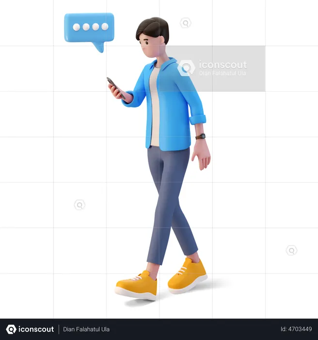 Man chatting on the smartphone  3D Illustration
