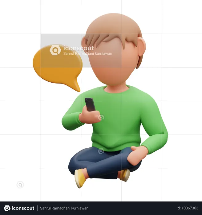 携帯電話でチャットする男性  3D Illustration