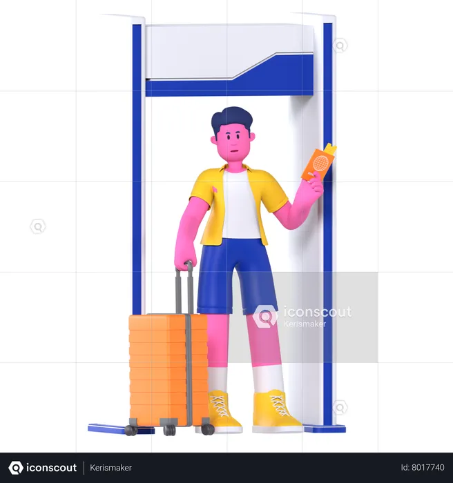 Man Checkin gate  3D Illustration