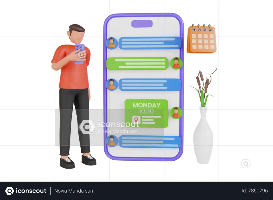 Man Checking Business Appointment  3D Illustration