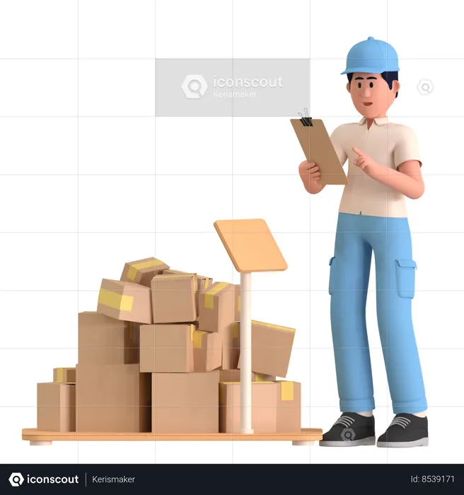 Man Checking Weight Scale  3D Illustration