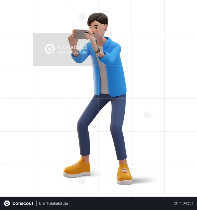 Man clicking photo  3D Illustration