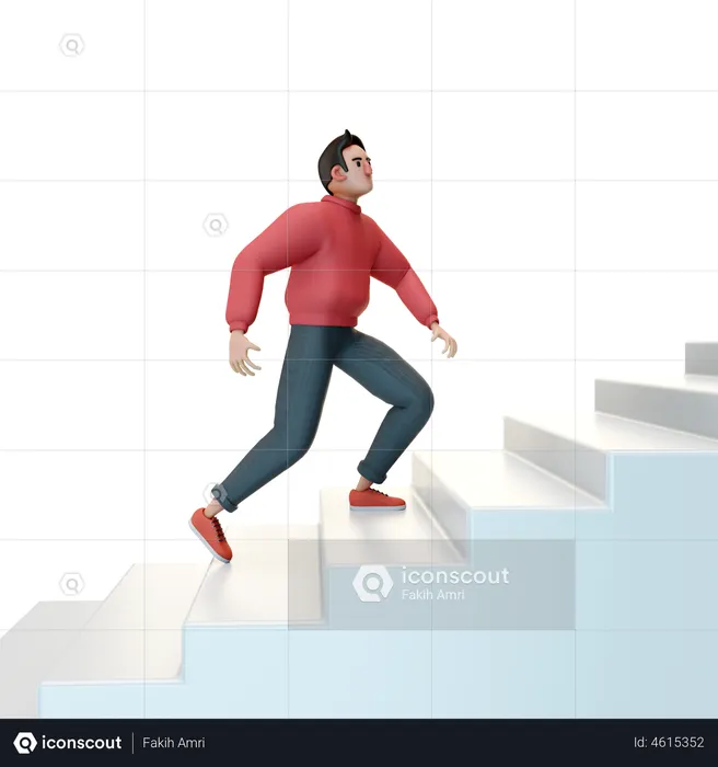 Man climbing stairs  3D Illustration