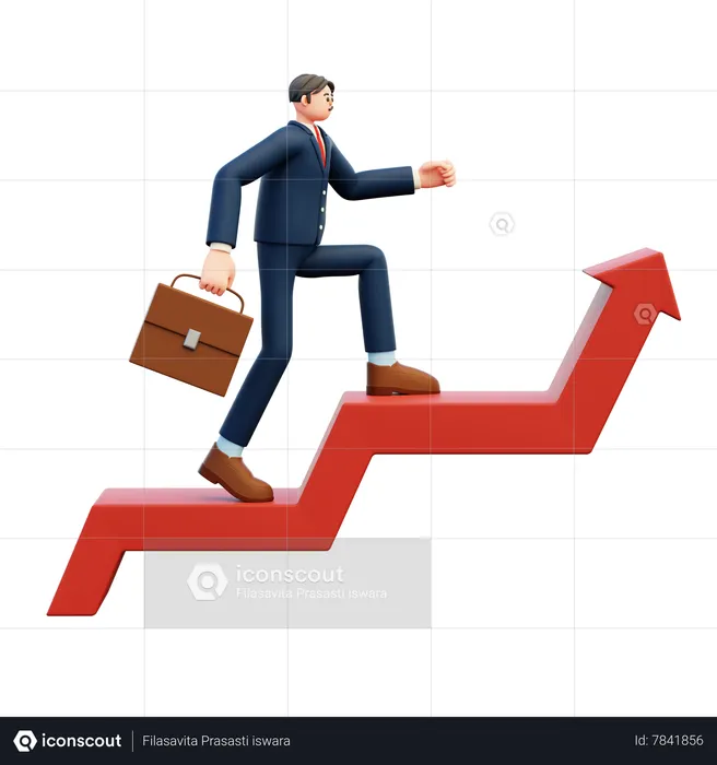 Man Climbing The Steps To Success  3D Illustration