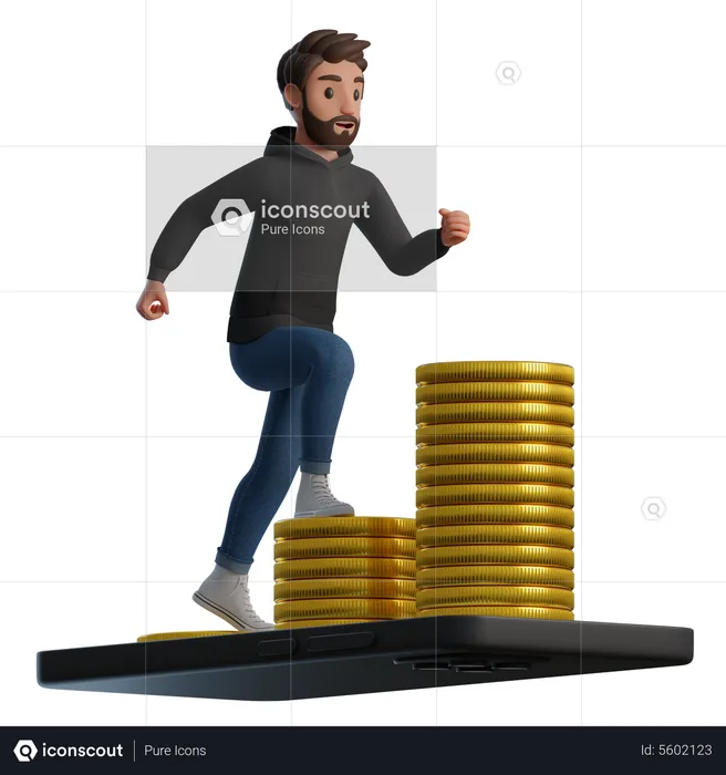 Man climbing the steps to success target  3D Illustration