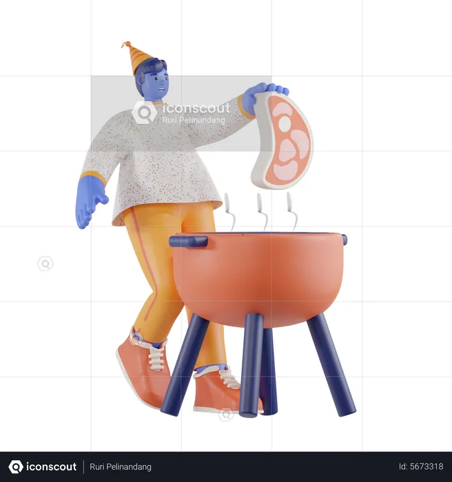 Man Cooking Food  3D Illustration