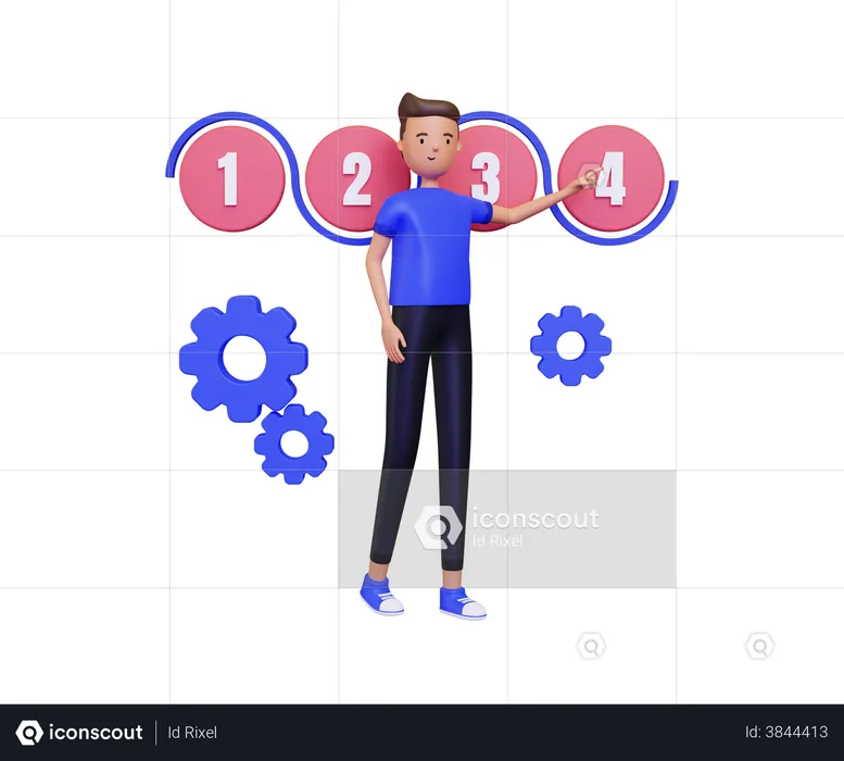 Man counting processing time  3D Illustration