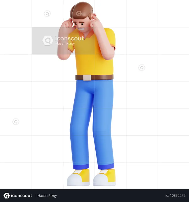 Man Covering Ear  3D Icon
