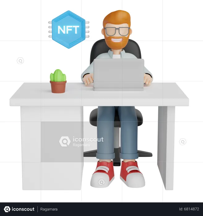 Man Creating Nft Token  3D Illustration