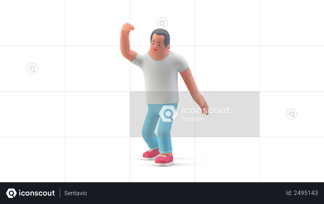 Man dancing with joy 3D Illustration
