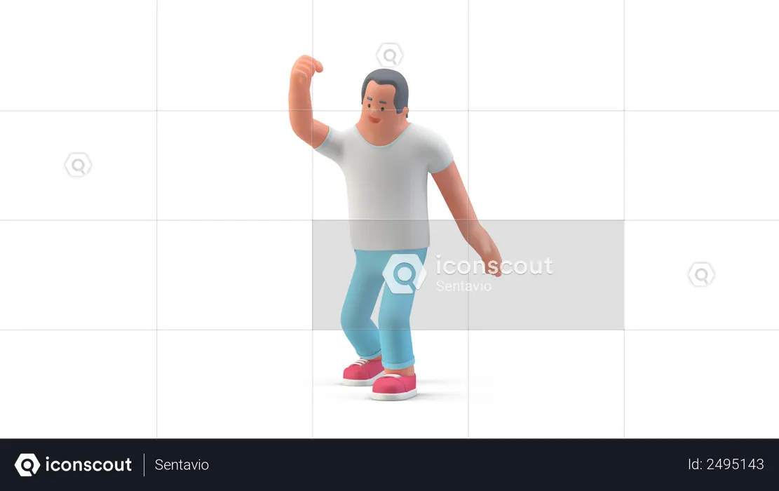 Man dancing with joy  3D Illustration