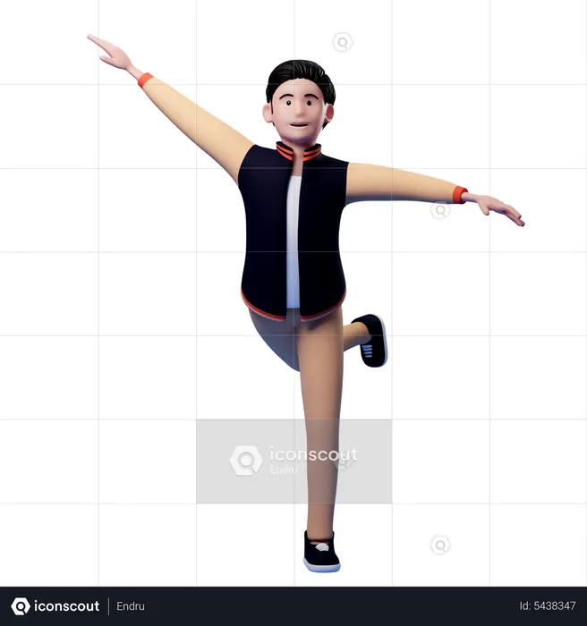 Man dancing with joy  3D Illustration