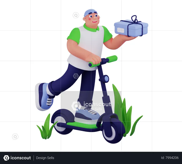 Man Delivering Gift  3D Illustration