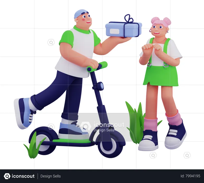 Man Delivering Gift  3D Illustration