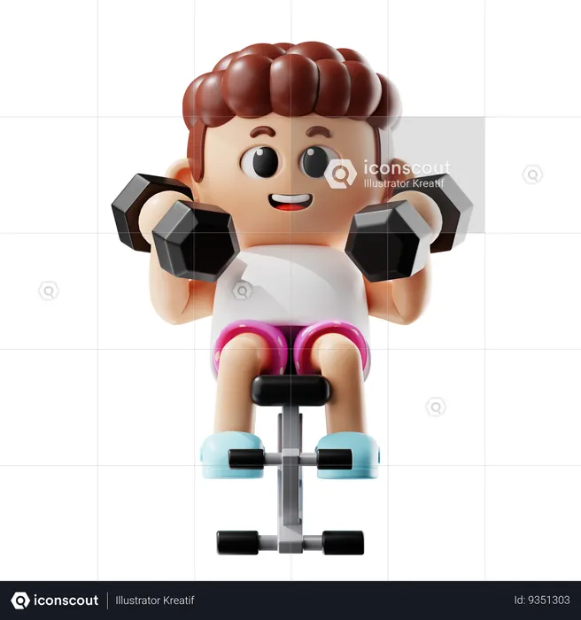 Man Doing Bench Exercise  3D Illustration