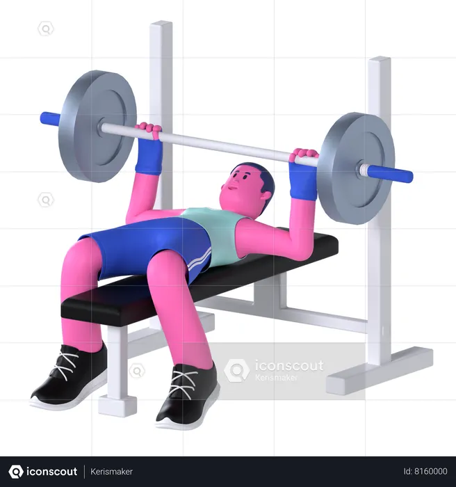 Man Doing Bench Press  3D Illustration