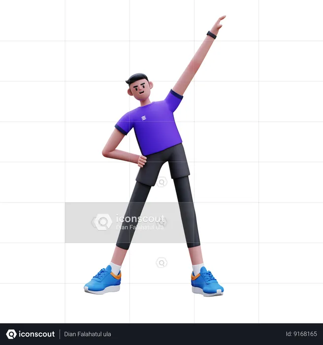 Man Doing Body Stretching  3D Illustration