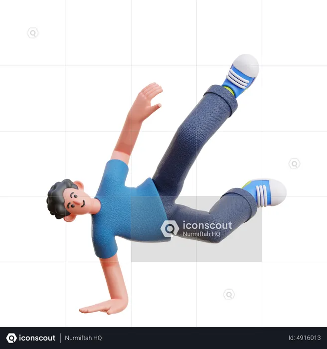 Man Doing breakdancing  3D Illustration