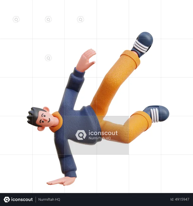 Man Doing breakdancing  3D Illustration