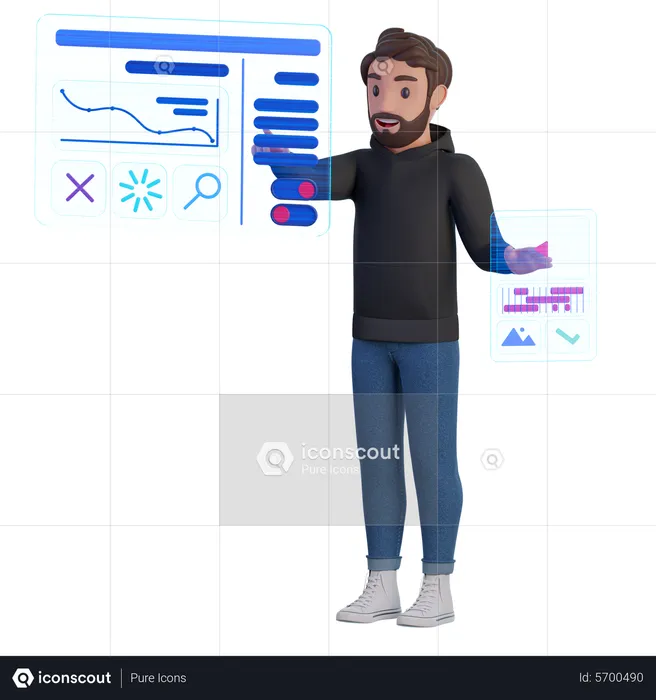 Man doing business analysis  3D Illustration