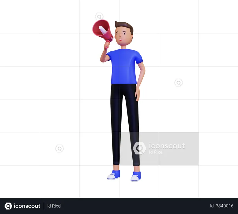 Man Doing business announcement  3D Illustration
